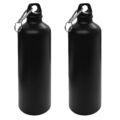 2x Aluminium Trinkflasche 0,75 L mit Karabiner Alu Wasserflasche Sportflasche