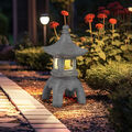 LED Solar Deko Leuchte Figur Pagode Asia Lampe Terrasse Außen Garten Stein-Optik