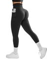 Damen-Sport-Leggings mit Taschen,Up-Sporthose mit hoher Taille,blickdicht,Gr.S