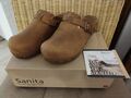 Sanitas Holz Clogs Braun Antik 39 Echtleder 