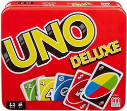 Mattel Games K0888, UNO Deluxe, in exklusiver Verpackung mit Punkteblock, Spiel