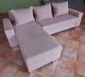 Sofa Couch Garnitur gebraucht, Ecksofa, Bettfunktion, Schlafcouch, beige