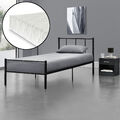 [en.casa] Metallbett 90x200 mit Matratze Schwarz Bettgestell Design Bett Metall
