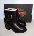 Harley Davidson Damen neu schwarz Damen-Stiefeletten mit Reißverschluss Schuhe UVP £165 Größen 3-8