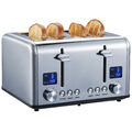 XXL Edelstahl Toaster 4 Scheiben Toastautomat Brötchenaufsatz Krümelschublade