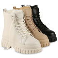 Damen Warm Gefütterte Plateau Boots Profil-Sohle 837922 Schuhe