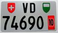 Nummernschild Europa/Exportschild aus Vaud/CH. Abgelaufen/Ungültig 10/2010.