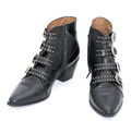 Pertini Damen Stiefelette Gr. 42 Leder schwarz Schnallen