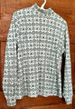 Shirt, Langarm, Land's End, Gr. M, 100% Baumwolle, schönes Muster Elfenbein-Grün
