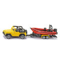 SIKU Spielzeug Modell Jeep Wrangler mit Boot Motorboot Trailer Anhänger / 1658