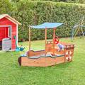 Sandkasten Holz Dach Sandbox Sandkiste Sitzbank Boot Piratenboot Sand Garten