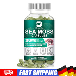 DE 120Pills Organic Sea Moss Capsules, Irish Sea Moss, bladderwrack&Burdock Root