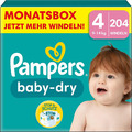 Pampers Windeln Größe 4 (9-14Kg) Baby-Dry, Maxi, MONATSBOX 204 Stück