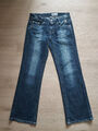 NINE2NINE Jeans Baggy Hose Gr.S/36 Denim dunkelblau Bleach Stickerei Wide Leg 1A
