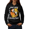 Wellcoda Rising Sun Japan Koi Damen Hoodie, Karpfen Freizeit Kapuzenpullover