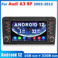 1+32G Android 12 Autoradio 7" Für Audi A3 S3 8P 2003-2012 GPS Navi BT WIFI DAB+