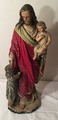 alte JESUS mit 2 Kinder-Gott-Statue-Figur Höhe 53 cm.x Breite 17 cm.x Tiefe 18cm