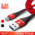 1/3x USB C Ladekabel Typ C Datenkabel Sync Kabel Schnellladekabel 0.5/1.2/2m DE