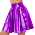 DE Damen Shiny Metallic Rock Kurz Wetlook Minirock Mini Skater Rock Tutu Röcke