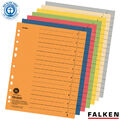 FALKEN Trennblätter Trennblatt Register Einleger DIN A4 Karton liniert 24 x 29,7