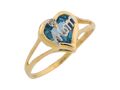 10k oder 14k Gold simulierter Aquamarin sprechender Diamant Geburtsstein Mutter Herzring