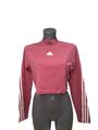 ADIDAS Damen Crop Top Pullover Sweatshirt Sport Fitness 3 Streifen Rosa L 42-44