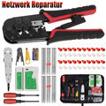 Netzwerk Reparatur Werkzeug Set Crimpzange LAN Kabeltester für RJ45 RJ11 RJ12 DE