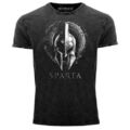 Herren Vintage Shirt Aufdruck Sparta Helm Krieger Warrior Printshirt T-Shirt