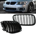 Set Doppelsteg Kühlergrill Schwarz GLANZ Performance passt für BMW E92 E93 LCI