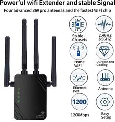 WLAN Repeater Router Range WiFi Wireless Signal Verstärker Booster DE 1200Mbit/s