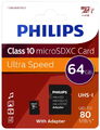Philips Micro SDXC Karte 64GB Speicherkarte UHS-I U1 Class 10