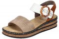 Rieker Damen Sandalette Weiß Braun Beige Sandale 62964-90