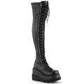 Sale SHAKER-374 Damenia Keil-Plateauoverkneestiefel schwarz Stretch Lederlook 38