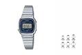 Casio Armbanduhr Damenuhr LADY STEEL Blue Ø 25mm Digital LCD Retro Metallarmband