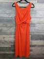 Von Anthropologie Halstuch Midi Kleid UK 10 rot orange ausgeschnitten Leinenmischung Urlaub