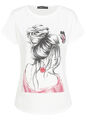 Damen Cloud5ive Viskose T-Shirt Woman with Butterfly Print weiss B24026032