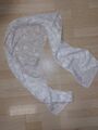 Halstuch Damen Tuch Schal weiß Blumenmuster 150x33 seidig leicht halbtransparent