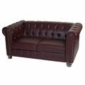 Luxus 2er Sofa Loungesofa Couch Chesterfield Edinburgh, runde Füße, rot-braun