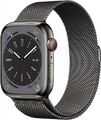 Apple Watch Series 8 [GPS + Cellular, inkl. Milanaise-Armband graphit] 45mm Ed S