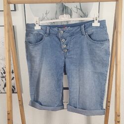 Buena Vista Malibu Damen Shorts| Jeans Shorts mit Umschlag| Mid Stone L/40