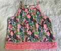 Superdry - Top geblümt mit rosa Spitze Gr. M (38-40) Trägertop Shirt TOP Zustand