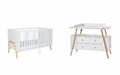 Set Kinderbett 70x140 Wickelkommode Umbauseiten Babyzimmer Möbel Weiß Schardt