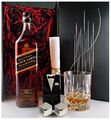 Johnnie Walker 12 Jahre Black Label scotch Whisky + Glas + 2 Külsteine Geschenk