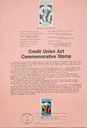 Ersttagsblatt  USA:  10.02.1984 Sondermarke  Gesetz über Kreditgenossenschaften