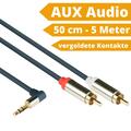 GC® HQ Audio 3,5mm Klinken Stecker 90° gewinkelt auf 2* Cinch St. Aux Kabel