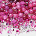 Hochwertig DIY Schmuck Basteln Set Glasperlen MIX 8mm/4mm/2mm Pink Barbie Perlen
