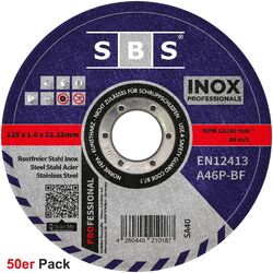 SBS® Trennscheiben Ø125mm x 1mm 50 Stk. INOX Edelstahl Metall Flexscheiben Stahl✅Deutscher Händler ✅Schneller Versand ✅Top Qualität ✅