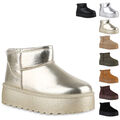 Damen Warm Gefütterte Plateau Boots Profil-Sohle Winter Schuhe 840609 New Look