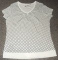 Damen Shirt Kurzarm Weiß/Schwarz gepunktet Gr. 44/46 b.p.c bonprix