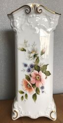 Vintage – Alte GEROLD – TETTAU BAVARIA Porzellan Vase – Blüten Motiv mit Goldran